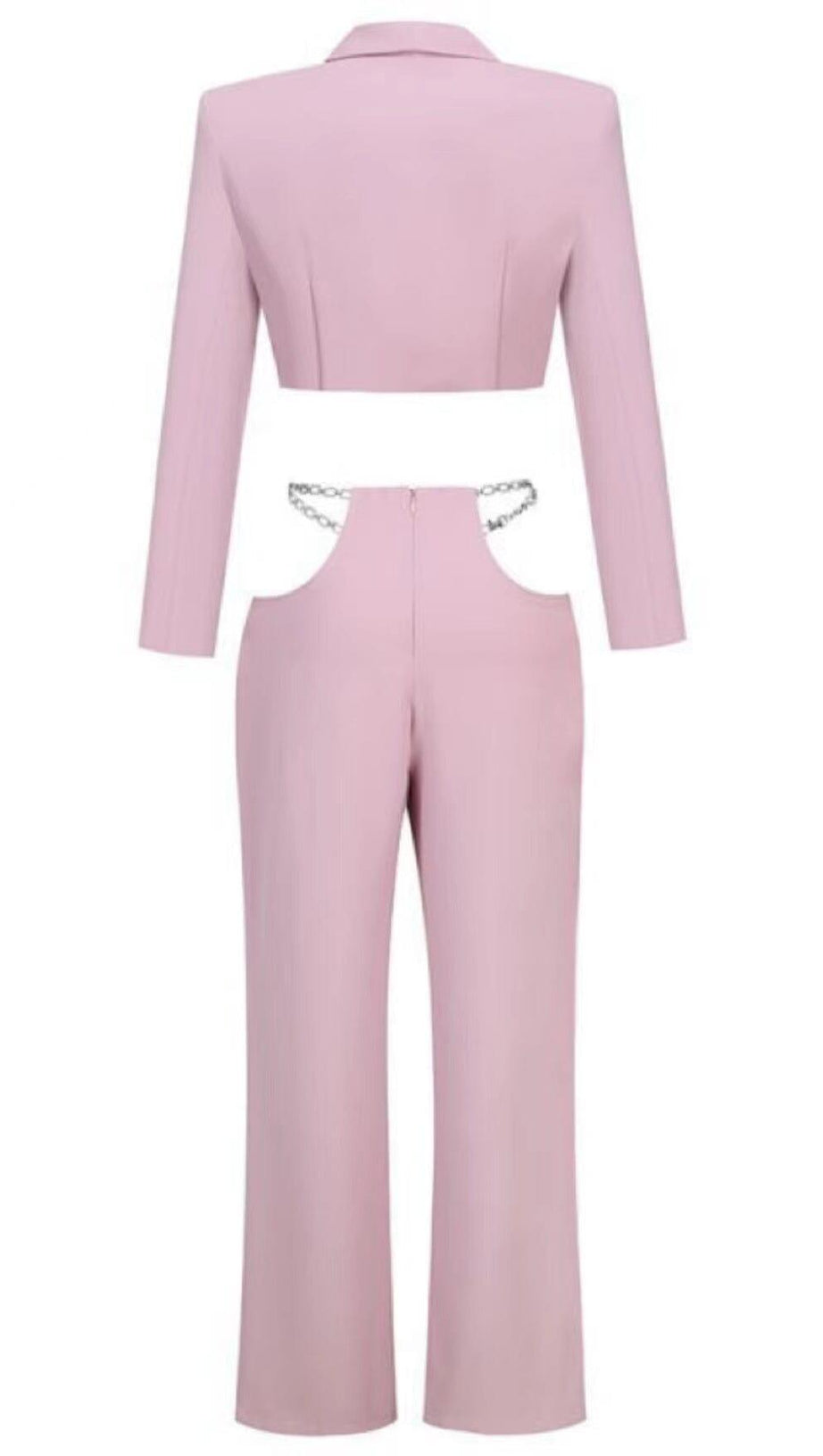 SNAKE BUCKLE WAISTBAND SUIT IN PINK