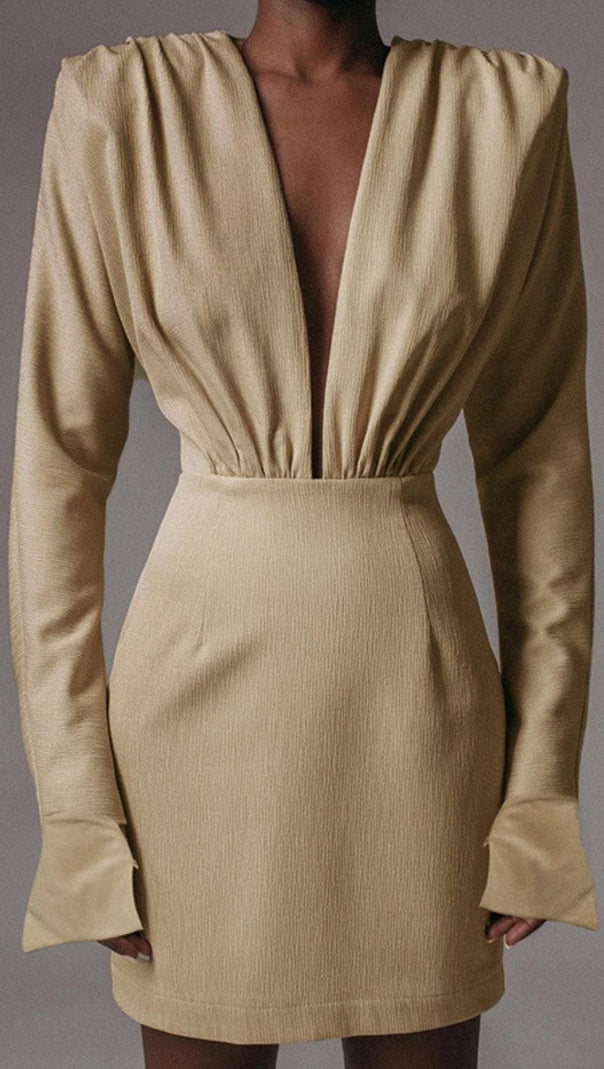 AIIZIE LONG SLEEVES V NECK MINI DRESS - product image