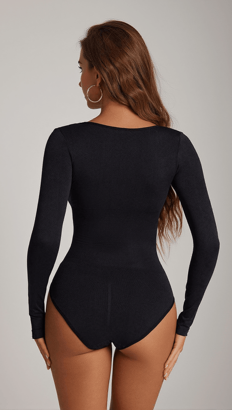 SHAUN LONG SLEEVE SCULPT BODYSUIT IN BLACK