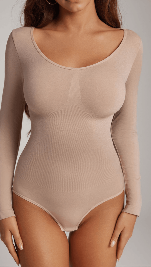 AIIZIE SHAUN LONG SLEEVE SCULPT BODYSUIT IN NUDE - product image