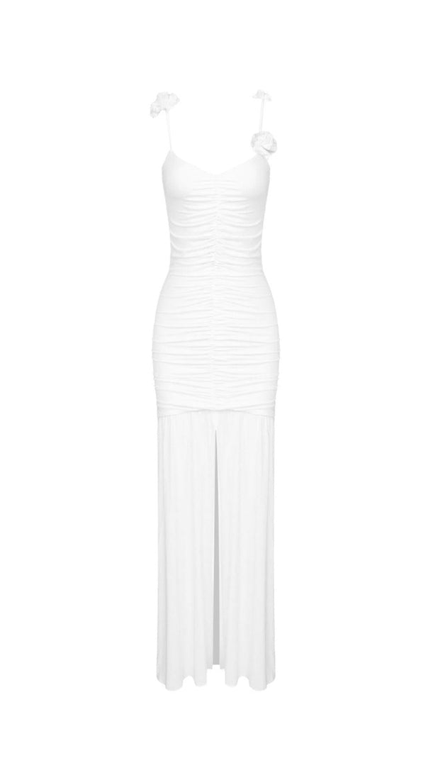 AIIZIE WHITE FLORAL SUSPENDER MAXI DRESS - product image