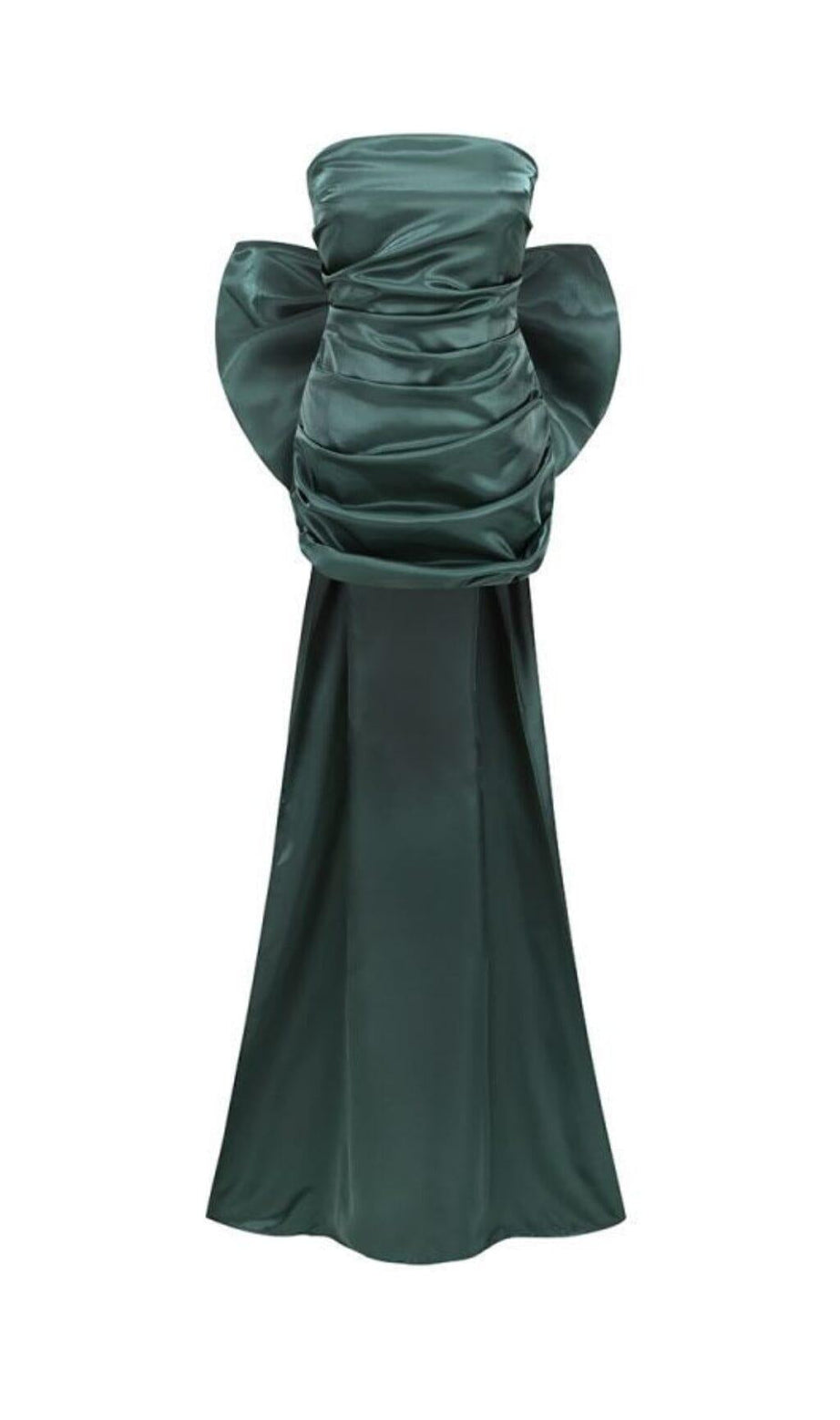 TRÄGERLOSES MINIKLEID MIT SCHLEIFE IN GRÜN