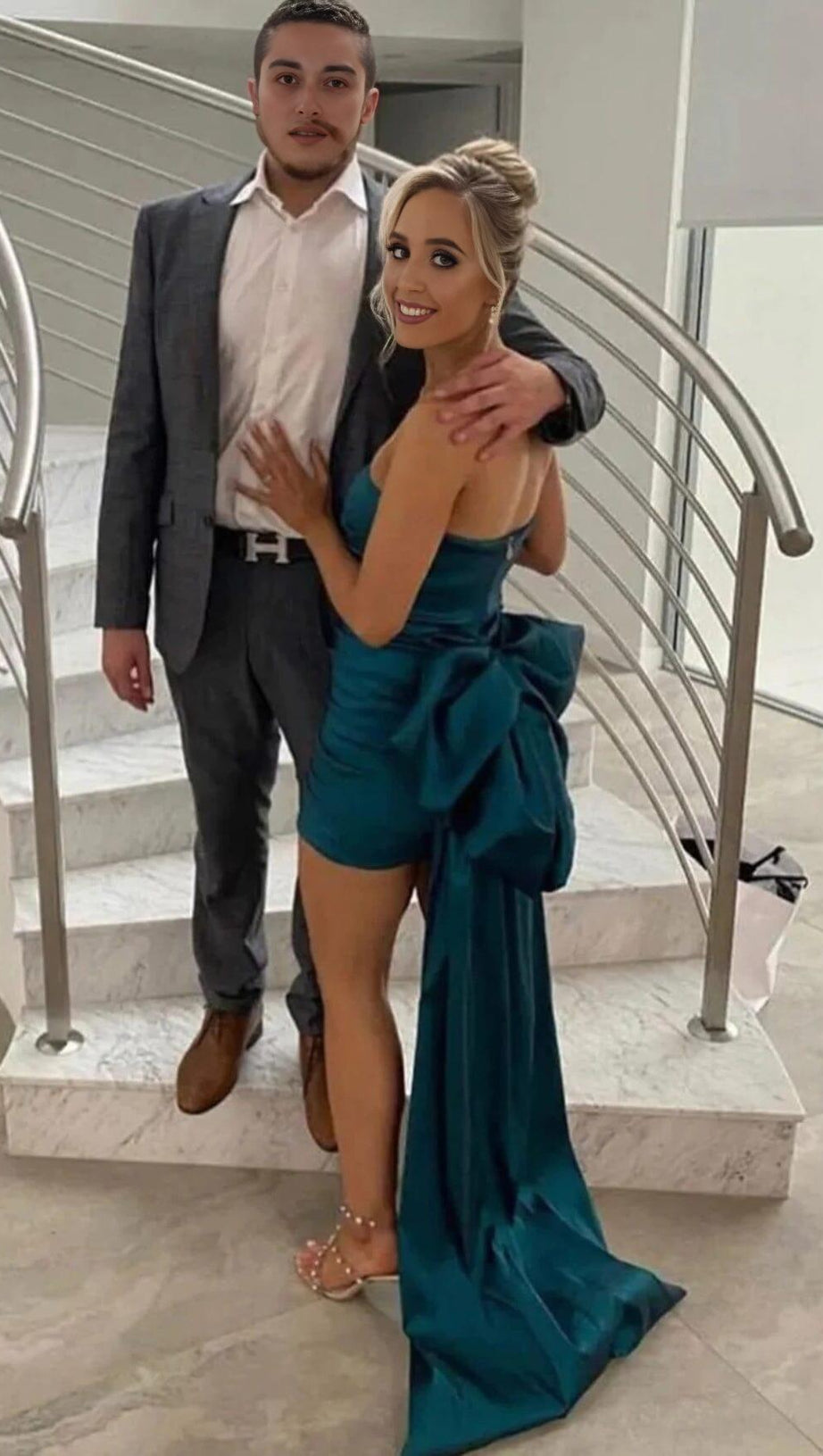 STRAPLESS BOWKNOT MINI DRESS IN GREEN