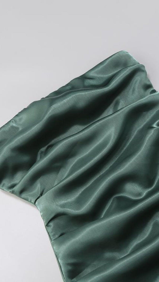 AIIZIE STRAPLESS BOWKNOT MINI DRESS IN GREEN - product image