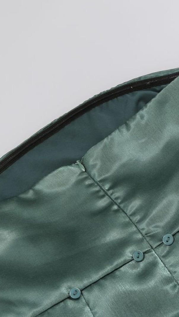 MINI ABITO SENZA SPALLINE CON FIOCCO VERDE