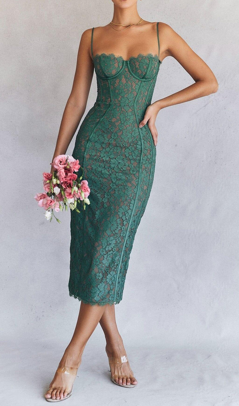 FOREST LACE MIDI DRESS