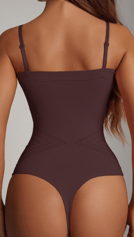 ARTIE REMOVABLE STRAPS THONG BODYSUIT IN BROWN