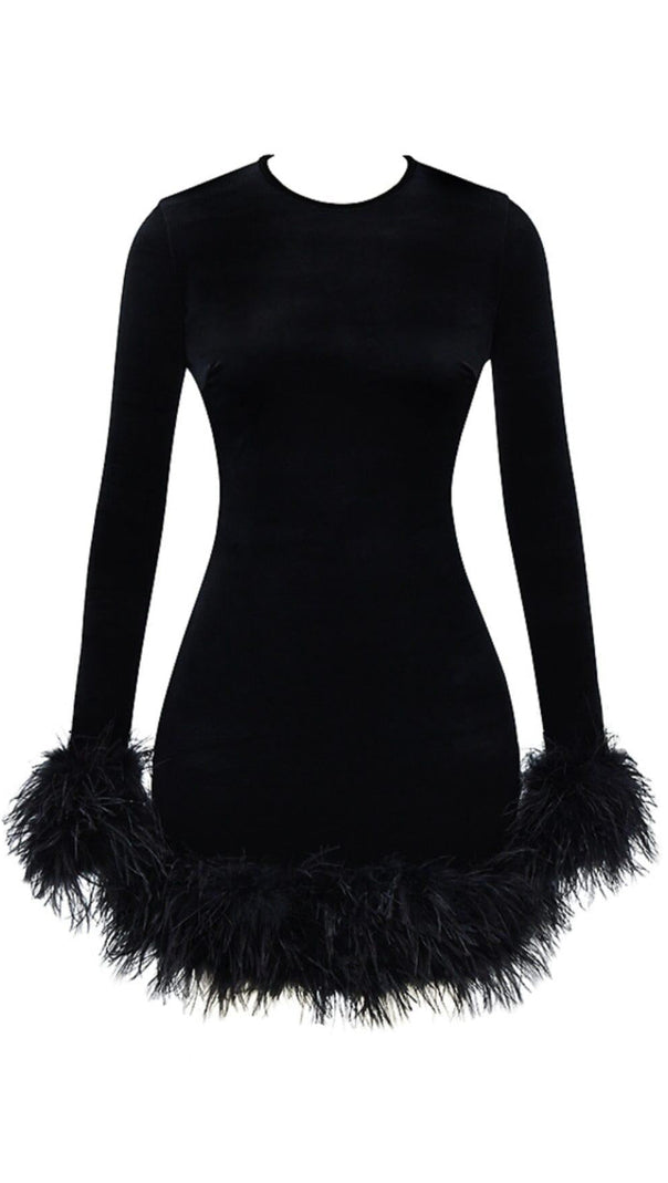 AIIZIE BLACK VELVET MINI DRESS - product image