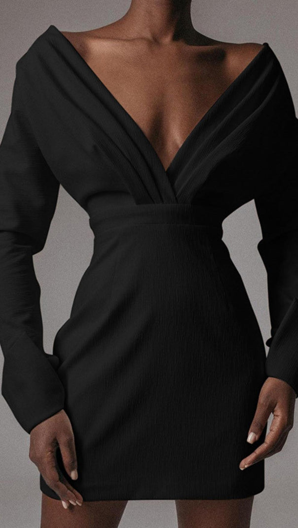 AIIZIE LONG SLEEVES V NECK MINI DRESS - product image