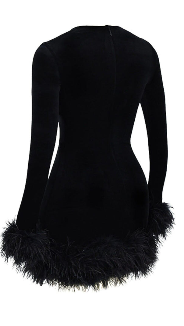 AIIZIE BLACK VELVET MINI DRESS - product image