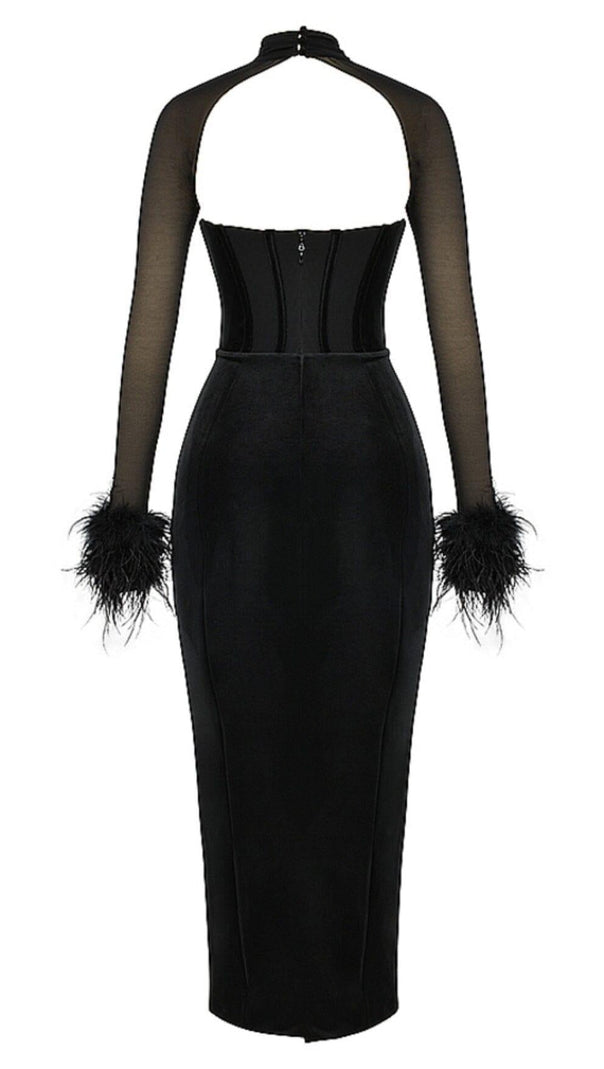 ABITO LUNGO CON CORSETTO IN VELLUTO NERO