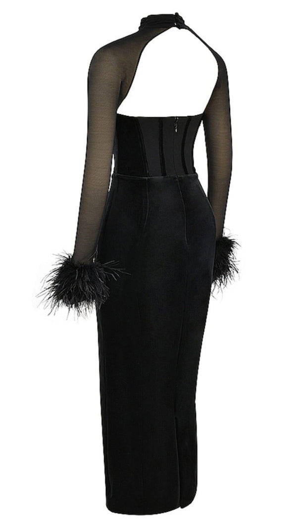 ABITO LUNGO CON CORSETTO IN VELLUTO NERO