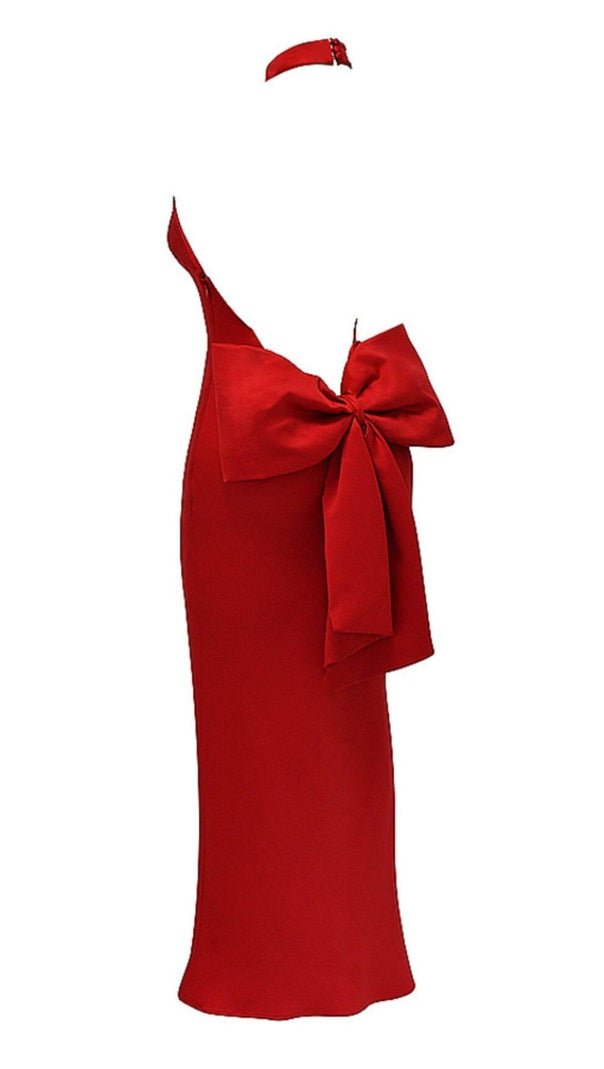 Red Satin Corset Maxi Dress