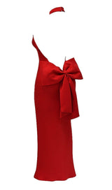 RED SATIN CORSET MAXI DRESS