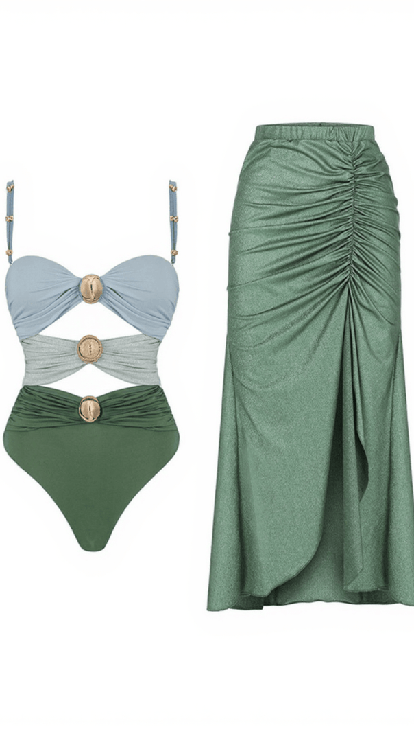 AIIZIE SAYER COLOR CLASH SWIMWEAR TWO PIECE SET - product image