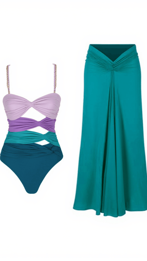 AIIZIE BAVO COLOR CLASH SWIMWEAR TWO PIECE SET - product image