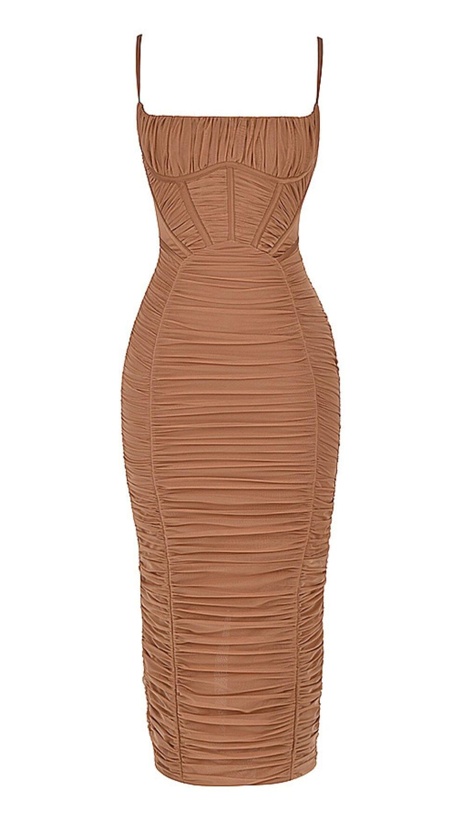 CORSET MAXI DRESS IN MOCHA