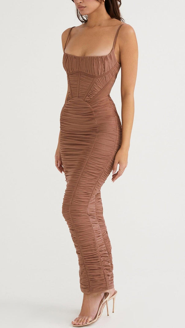 AIIZIE CORSET MAXI DRESS IN MOCHA - product image
