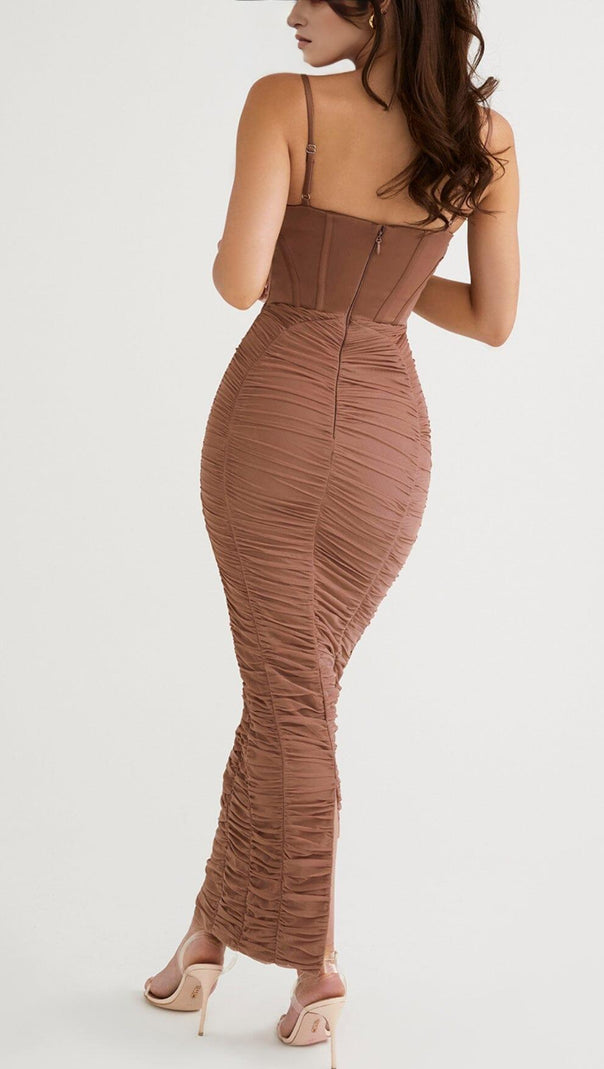 AIIZIE CORSET MAXI DRESS IN MOCHA - product image