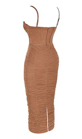 CORSET MAXI DRESS IN MOCHA