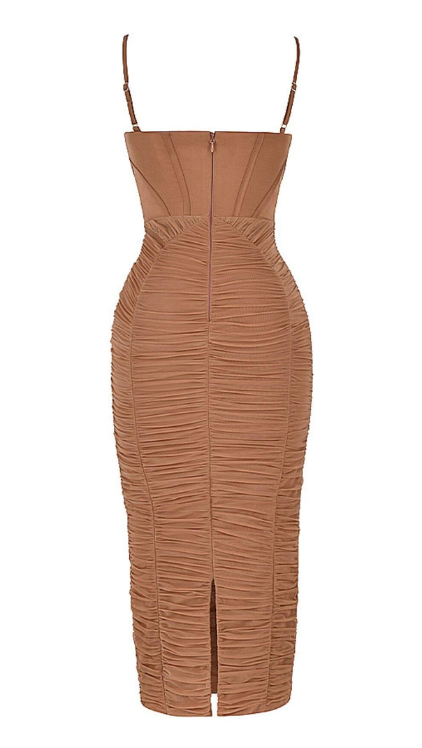 Corset Maxi Dress in Mocha