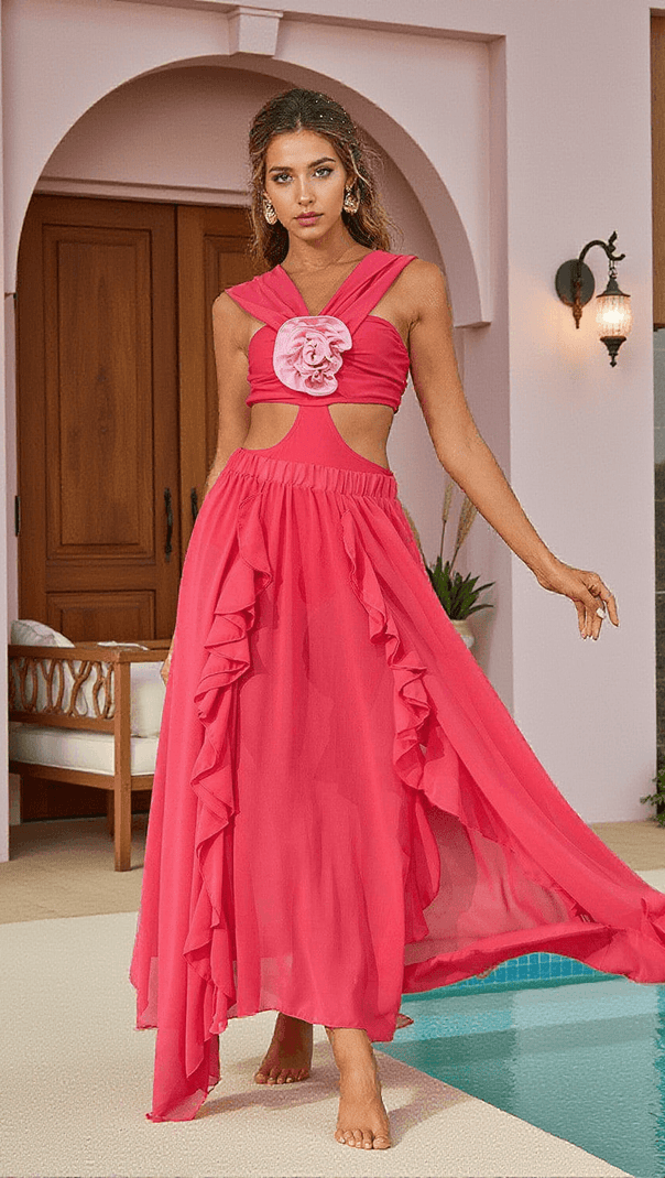 AIIZIE BUJAR FLOWER CUTOUT SWIMWEAR TWO PIECE SET - product image
