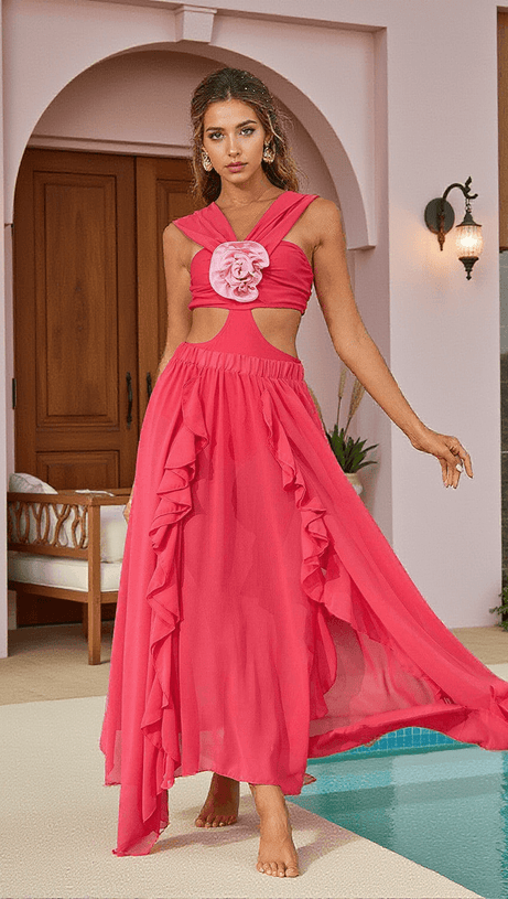 BUJAR FLOWER CUTOUT SWIMWEAR TWO PIECE SET