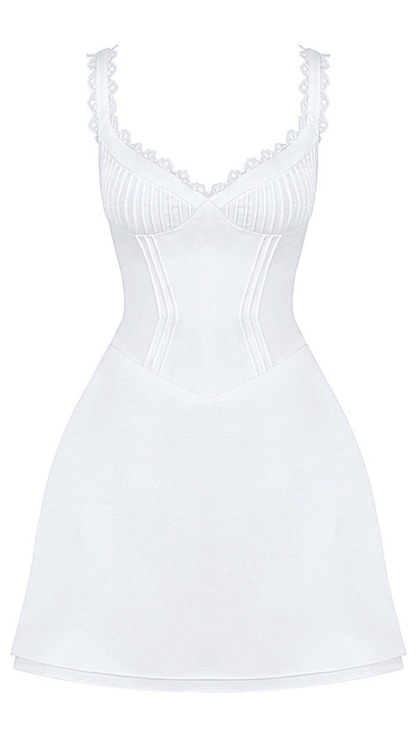 AIIZIE PIN TUCK MINI DRESS IN WHITE - product image