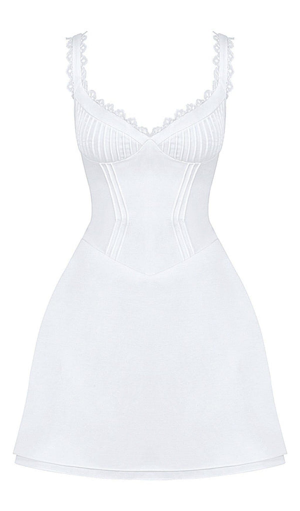 PIN TUCK MINI DRESS IN WHITE