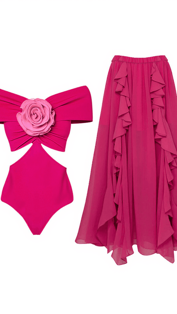 AIIZIE BUJAR FLOWER CUTOUT SWIMWEAR TWO PIECE SET - product image