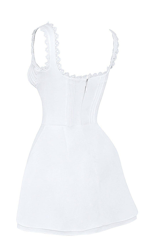 PIN TUCK MINI DRESS IN WHITE