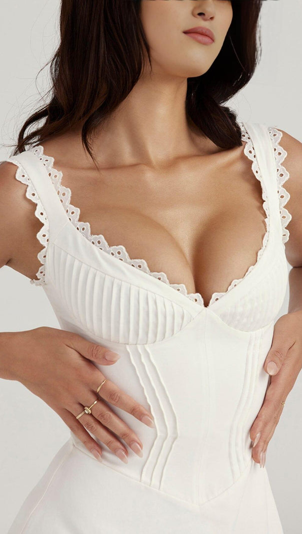 AIIZIE PIN TUCK MINI DRESS IN WHITE - product image