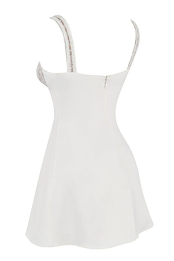 AIIZIE SATIN AND LACE MINI DRESS IN WHITE - product image