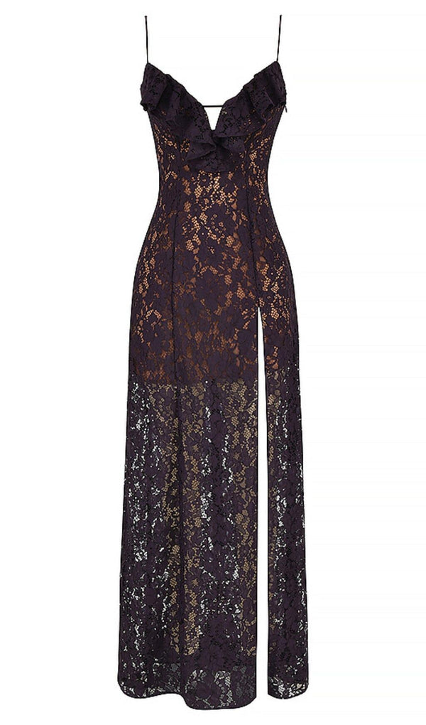 NIGHT SHADE LACE MAXI DRESS IN BLACK