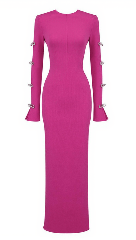 CALANTHA CRYSTAL BOW CUTOUT BANDAGE DRESS