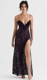 NIGHT SHADE LACE MAXI DRESS IN BLACK