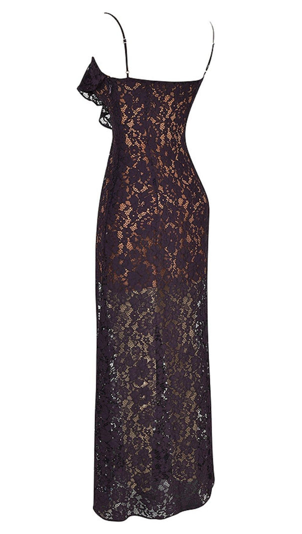 AIIZIE NIGHT SHADE LACE MAXI DRESS IN BLACK - product image