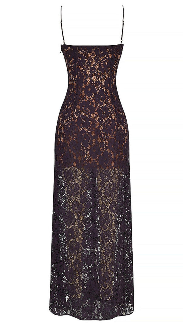 ABITO LUNGO IN PIZZO NIGHT SHADE NERO