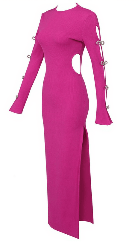 CALANTHA CRYSTAL BOW CUTOUT BANDAGE DRESS