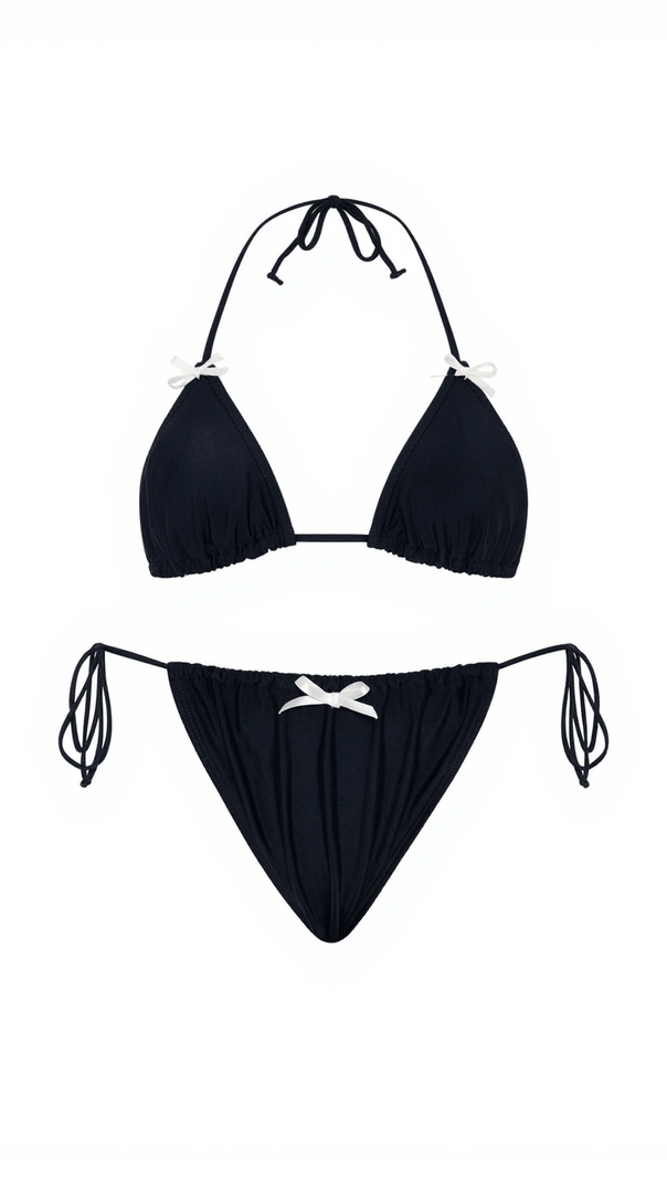 AIIZIE BRAKO BOW BIKINI TWO PIECE SET IN BLACK - product image