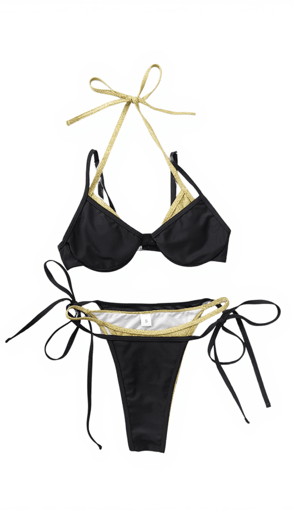 AIIZIE BRAGG LACE UP BIKINI TWO PIECE SET - product image