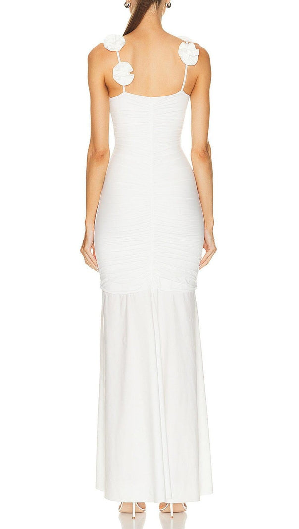AIIZIE WHITE FLORAL SUSPENDER MAXI DRESS - product image