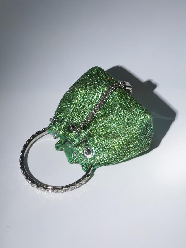 Mattea Crystal Embellished Bucket Bag In Green