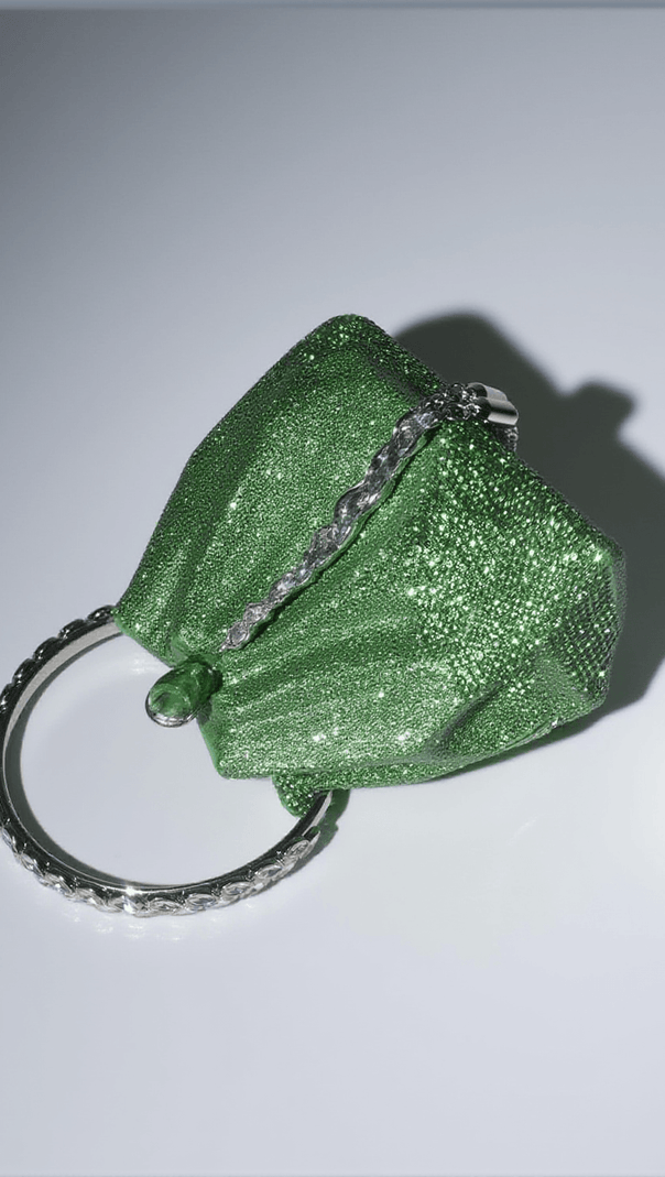 AIIZIE MATTEA CRYSTAL EMBELLISHED BUCKET BAG IN GREEN - product image