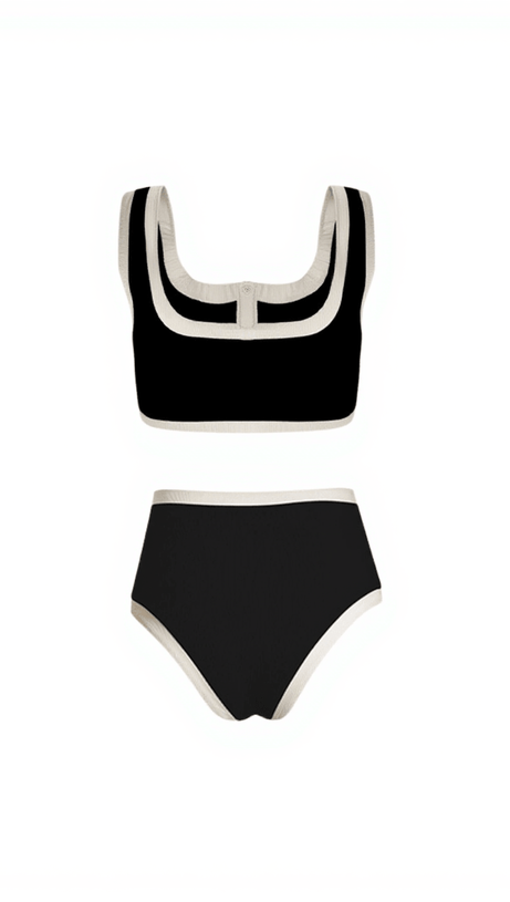 JACOBY BUTTON BIKINI TWO PIECE SET IN BLACK