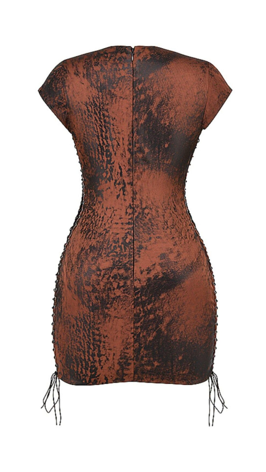 ANTIQUE COPPER LACE UP MINI DRESS