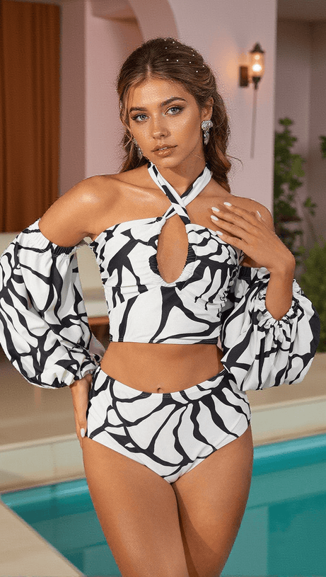MAUREEN PRINTED BIKINI THREE PIECE SET