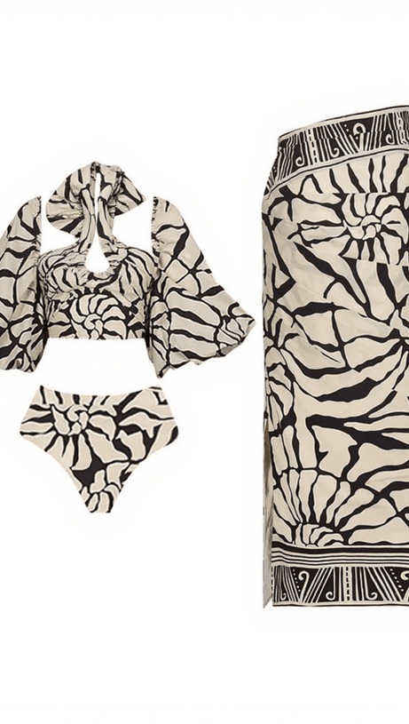 MAUREEN PRINTED BIKINI THREE PIECE SET