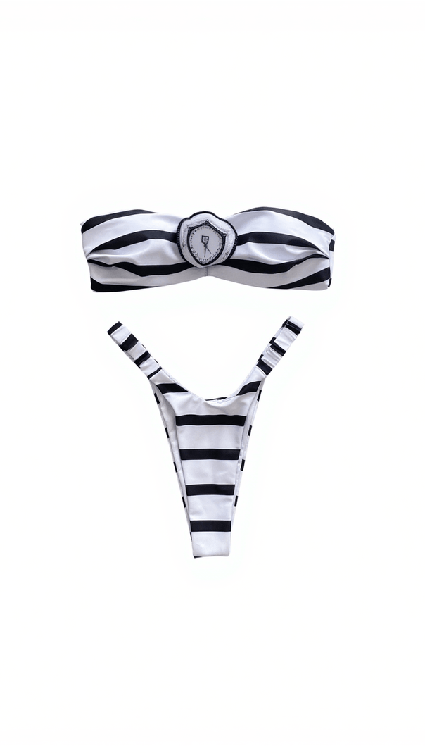AIIZIE MELISSA STRIPE FLOWER BIKINI TWO PIECE SET - product image