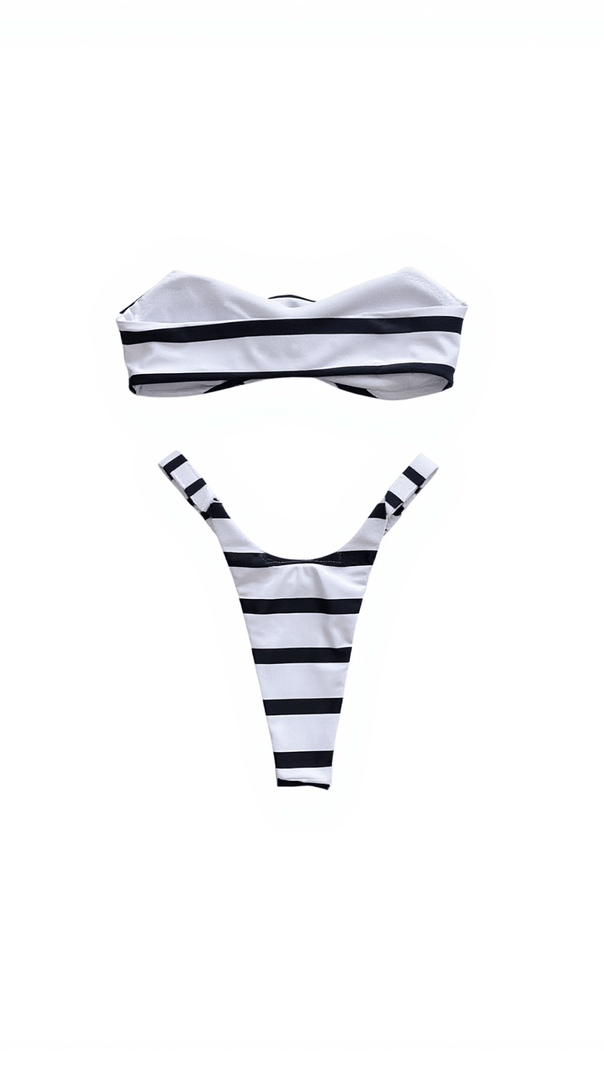 AIIZIE MELISSA STRIPE FLOWER BIKINI TWO PIECE SET - product image